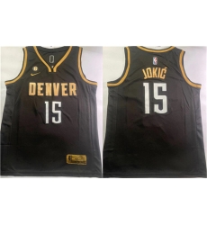 Men Denver Nuggets 15 Nikola Jokic Black With NO 6 Patch Stitched Jersey Men Denver Nuggets 15 Nikola Jokic Black With NO 6 Patch Stitched Jersey