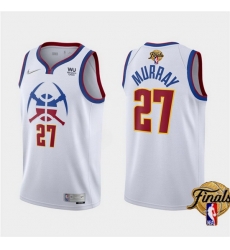 Men Denver Nuggets 27 Jamal Murray White 2023 Finals Earned Edition Stitched Basketball Jersey Men Denver Nuggets 27 Jamal Murray White 2023 Finals Earned Edition Stitched Basketball Jersey