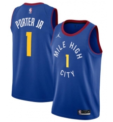 Men Denver Nuggets Jordan Statement #1 Michael Porter Jr Blue Swingman Jersey Men Denver Nuggets Jordan Statement #1 Michael Porter Jr Blue Swingman Jersey