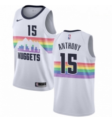 Mens Nike Denver Nuggets 15 Carmelo Anthony Swingman White NBA Jersey City Edition Mens Nike Denver Nuggets 15 Carmelo Anthony Swingman White NBA Jersey City Edition