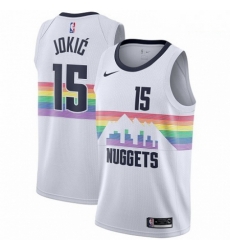 Mens Nike Denver Nuggets 15 Nikola Jokic Swingman White NBA Jersey City Edition Mens Nike Denver Nuggets 15 Nikola Jokic Swingman White NBA Jersey City Edition