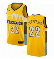 Mens Nike Denver Nuggets 22 Richard Jefferson Authentic Gold Alternate NBA Jersey Statement Edition 