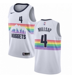 Mens Nike Denver Nuggets 4 Paul Millsap Swingman White NBA Jersey City Edition Mens Nike Denver Nuggets 4 Paul Millsap Swingman White NBA Jersey City Edition