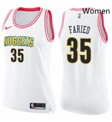 Womens Nike Denver Nuggets 35 Kenneth Faried Swingman WhitePink Fashion NBA Jersey Womens Nike Denver Nuggets 35 Kenneth Faried Swingman WhitePink Fashion NBA Jersey
