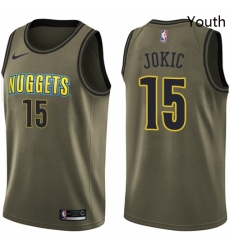 Youth Nike Denver Nuggets 15 Nikola Jokic Swingman Green Salute to Service NBA Jersey Youth Nike Denver Nuggets 15 Nikola Jokic Swingman Green Salute to Service NBA Jersey