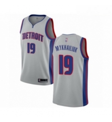 Mens Detroit Pistons 19 Sviatoslav Mykhailiuk Authentic Silver Basketball Jersey Statement Edition 