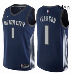 Mens Nike Detroit Pistons 1 Allen Iverson Swingman Navy Blue NBA Jersey City Edition Mens Nike Detroit Pistons 1 Allen Iverson Swingman Navy Blue NBA Jersey City Edition