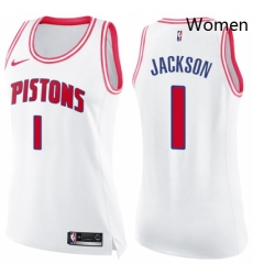 Womens Nike Detroit Pistons 1 Reggie Jackson Swingman WhitePink Fashion NBA Jersey Womens Nike Detroit Pistons 1 Reggie Jackson Swingman WhitePink Fashion NBA Jersey