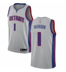 Youth Nike Detroit Pistons 1 Allen Iverson Authentic Silver NBA Jersey Statement Edition Youth Nike Detroit Pistons 1 Allen Iverson Authentic Silver NBA Jersey Statement Edition