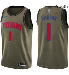 Youth Nike Detroit Pistons 1 Allen Iverson Swingman Green Salute to Service NBA Jersey Youth Nike Detroit Pistons 1 Allen Iverson Swingman Green Salute to Service NBA Jersey