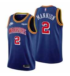 Men Golden State Warriors 2 Nico Mannion Men Nike Releases Classic Edition NBA 75th Anniversary Jersey Blue Men Golden State Warriors 2 Nico Mannion Men Nike Releases Classic Edition NBA 75th Anniversary Jersey Blue