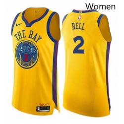 Womens Nike Golden State Warriors 2 Jordan Bell Swingman Gold NBA Jersey City Edition 
