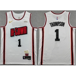 Men Houston Rockets 1 Amen Thompson White 2024 25 City Edition Stitched Jersey