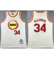 Men Houston Rockets 34 Hakeem Olajuwon White Mitchell Ness Hardwood Classics Swingman Stitched Basketball Jersey Men Houston Rockets 34 Hakeem Olajuwon White Mitchell Ness Hardwood Classics Swingman Stitched Basketball Jersey