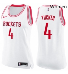 Womens Nike Houston Rockets 4 PJ Tucker Swingman WhitePink Fashion NBA Jersey Womens Nike Houston Rockets 4 PJ Tucker Swingman WhitePink Fashion NBA Jersey