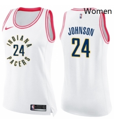 Womens Nike Indiana Pacers 24 Alize Johnson Swingman White Pink Fashion NBA Jersey Womens Nike Indiana Pacers 24 Alize Johnson Swingman White Pink Fashion NBA Jersey