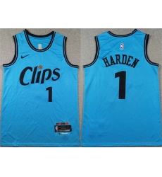 Men Los Angeles Clippers 1 James Harden Light Blue 2024 City Edition Stitched Jersey Men Los Angeles Clippers 1 James Harden Light Blue 2024 City Edition Stitched Jersey
