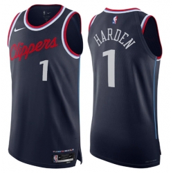 Men Los Angeles Clippers 1 James Harden Navy 2024 25 Icon Edition Stitched Jersey