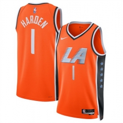 Men Los Angeles Clippers 1 James Harden Orange 2025 26 City Edition Stitched Jersey