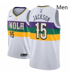 Men NBA 2018 19 New Orleans Pelicans 15 Frank Jackson City Edition White Jersey Men NBA 2018 19 New Orleans Pelicans 15 Frank Jackson City Edition White Jersey