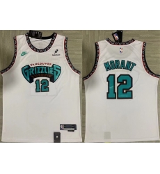 Men Memphis Grizzlies 12 Ja Morant White Stitched Basketball Jersey Men Memphis Grizzlies 12 Ja Morant White Stitched Basketball Jersey