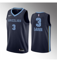 Men Memphis Grizzlies 3 Jake LaRavia Navy City Edition Stitched Basketball Jersey Men Memphis Grizzlies 3 Jake LaRavia Navy City Edition Stitched Basketball Jersey