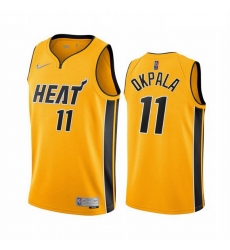 Men Miami Heat 11 KZ Okpala Yellow NBA Swingman 2020 21 Earned Edition Jersey Men Miami Heat 11 KZ Okpala Yellow NBA Swingman 2020 21 Earned Edition Jersey