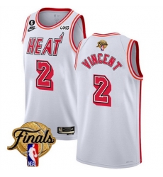 Men Miami Heat 2 Gabe Vincent White 2023 Finals Classic Edition With NO 6 Patch Stitched Basketball Jersey Men Miami Heat 2 Gabe Vincent White 2023 Finals Classic Edition With NO 6 Patch Stitched Basketball Jersey