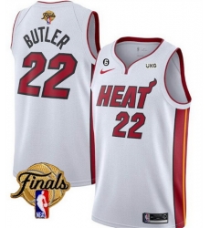 Men Miami Heat 22 Jimmy Butler White 2023 Finals Association Edition With NO 6 Patch Stitched Basketball Jersey Men Miami Heat 22 Jimmy Butler White 2023 Finals Association Edition With NO 6 Patch Stitched Basketball Jersey