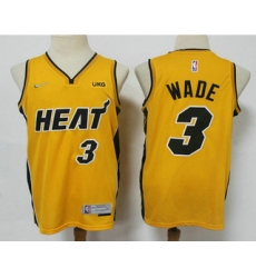 Men Miami Heat 3 Dwyane Wade Yellow Nike Swingman 2021 Earned Edition Stitched Jersey With NEW Sponsor Logo Men Miami Heat 3 Dwyane Wade Yellow Nike Swingman 2021 Earned Edition Stitched Jersey With NEW Sponsor Logo