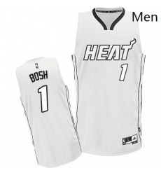 Mens Adidas Miami Heat 1 Chris Bosh Authentic White On White NBA Jersey Mens Adidas Miami Heat 1 Chris Bosh Authentic White On White NBA Jersey