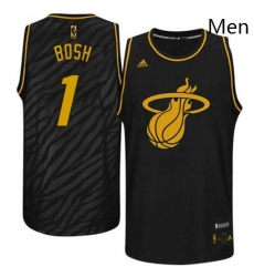 Mens Adidas Miami Heat 1 Chris Bosh Swingman Black Precious Metals Fashion NBA Jersey Mens Adidas Miami Heat 1 Chris Bosh Swingman Black Precious Metals Fashion NBA Jersey