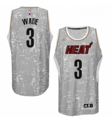 Mens Adidas Miami Heat 3 Dwyane Wade Authentic Grey City Light NBA Jersey Mens Adidas Miami Heat 3 Dwyane Wade Authentic Grey City Light NBA Jersey
