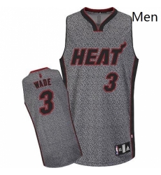 Mens Adidas Miami Heat 3 Dwyane Wade Authentic Grey Static Fashion NBA Jersey Mens Adidas Miami Heat 3 Dwyane Wade Authentic Grey Static Fashion NBA Jersey