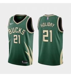 Men Milwaukee Bucks Jrue Holiday 2021 Earned Green Jersey Men Milwaukee Bucks Jrue Holiday 2021 Earned Green Jersey