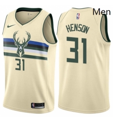 Mens Nike Milwaukee Bucks 31 John Henson Swingman Cream NBA Jersey City Edition Mens Nike Milwaukee Bucks 31 John Henson Swingman Cream NBA Jersey City Edition