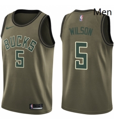 Mens Nike Milwaukee Bucks 5 D J Wilson Swingman Green Salute to Service NBA Jersey Mens Nike Milwaukee Bucks 5 D J Wilson Swingman Green Salute to Service NBA Jersey