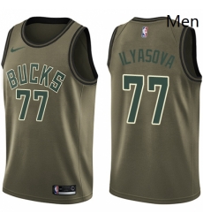 Mens Nike Milwaukee Bucks 77 Ersan Ilyasova Swingman Green Salute to Service NBA Jersey Mens Nike Milwaukee Bucks 77 Ersan Ilyasova Swingman Green Salute to Service NBA Jersey