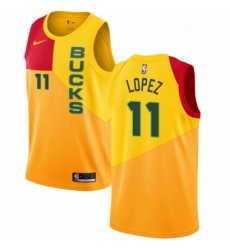 Womens Nike Milwaukee Bucks 11 Brook Lopez Swingman Yellow NBA Jersey City Edition Womens Nike Milwaukee Bucks 11 Brook Lopez Swingman Yellow NBA Jersey City Edition