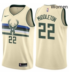 Womens Nike Milwaukee Bucks 22 Khris Middleton Swingman Cream NBA Jersey City Edition Womens Nike Milwaukee Bucks 22 Khris Middleton Swingman Cream NBA Jersey City Edition