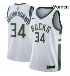 Womens Nike Milwaukee Bucks 34 Giannis Antetokounmpo Swingman White Home NBA Jersey Association Edition Womens Nike Milwaukee Bucks 34 Giannis Antetokounmpo Swingman White Home NBA Jersey Association Edition
