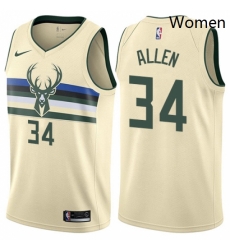 Womens Nike Milwaukee Bucks 34 Ray Allen Swingman Cream NBA Jersey City Edition Womens Nike Milwaukee Bucks 34 Ray Allen Swingman Cream NBA Jersey City Edition