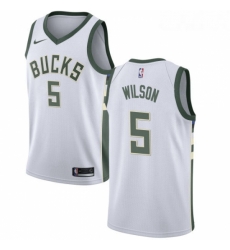 Womens Nike Milwaukee Bucks 5 D J Wilson Swingman White Home NBA Jersey Association Edition Womens Nike Milwaukee Bucks 5 D J Wilson Swingman White Home NBA Jersey Association Edition