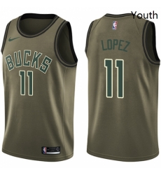 Youth Nike Milwaukee Bucks 11 Brook Lopez Swingman Green Salute to Service NBA Jersey Youth Nike Milwaukee Bucks 11 Brook Lopez Swingman Green Salute to Service NBA Jersey