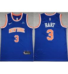 Men New Yok Knicks 3 Josh Hart Blue Stitched Basketball Jersey Men New Yok Knicks 3 Josh Hart Blue Stitched Basketball Jersey