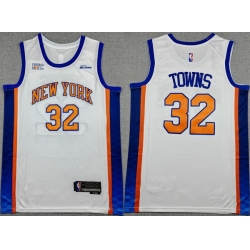 Men New Yok Knicks 32 Karl Anthony Towns White 2024 25 City Edition Stitched Basketball Jersey