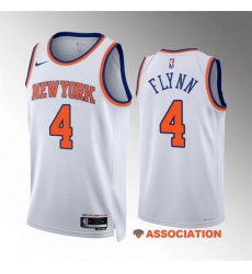 Men New Yok Knicks 4 Malachi Flynn White Association Edition Stitched Basketball Jersey Men New Yok Knicks 4 Malachi Flynn White Association Edition Stitched Basketball Jersey