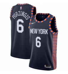 Mens Nike New York Knicks 6 Kristaps Porzingis Swingman Navy Blue NBA Jersey 2018 19 City Edition Mens Nike New York Knicks 6 Kristaps Porzingis Swingman Navy Blue NBA Jersey 2018 19 City Edition
