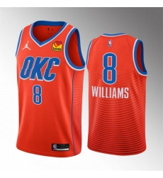 Men Oklahoma City Thunder 8 Jalen Williams Orange Statement Edition Stitched Basketball Jersey Men Oklahoma City Thunder 8 Jalen Williams Orange Statement Edition Stitched Basketball Jersey