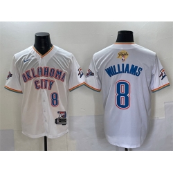 Men Oklahoma City Thunder 8 Jalen Williams White 2025 Finals Vapor Stitched Baseball Jersey